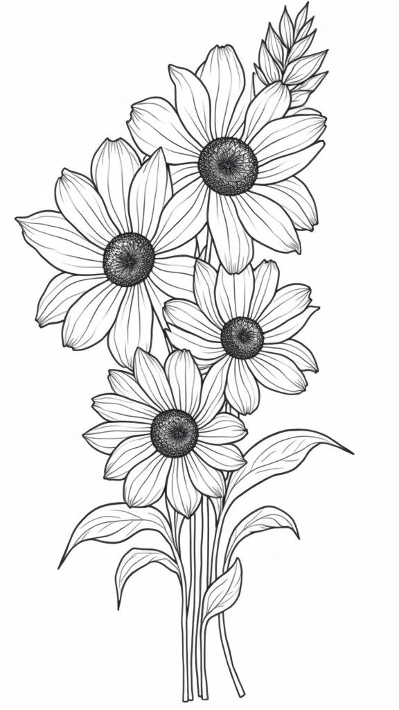 printable realistic flower coloring pages